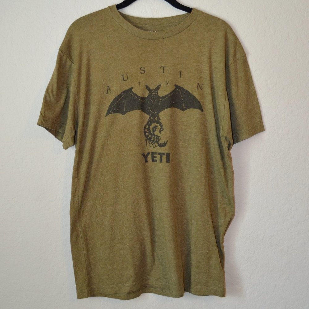 Yeti Men’s Bat w/ Scorpion Austin Tx Army Green T-Shirt Sz M
